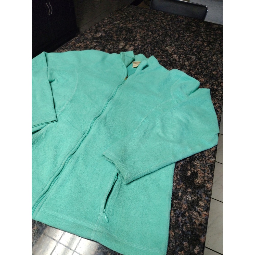 LL Bean Womens Fleece Full Zip Jacket Seafoam Green Mock Neck M-Reg vintage - Picture 3 of 6
